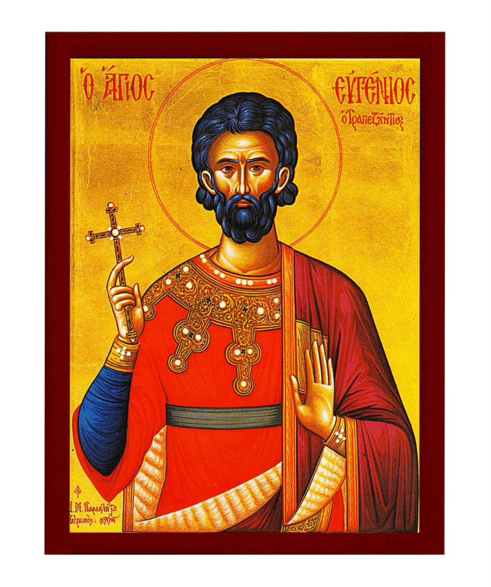 Saint Eugene Icon Handmade Greek Orthodox Icon of St Eugenios Etsy UK