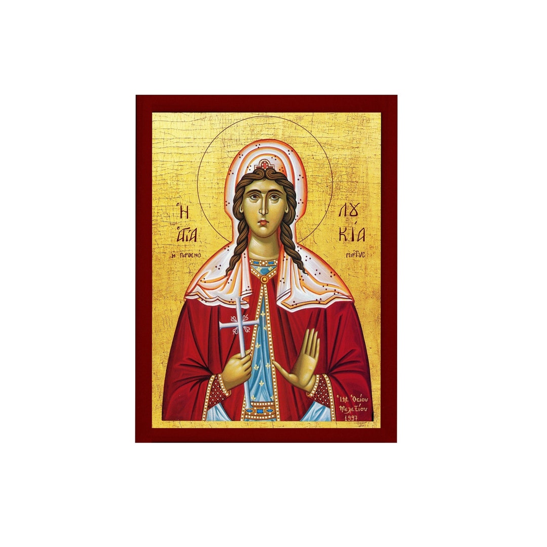 Saint Lucy Icon, Handmade Greek Catholic Orthodox Icon of St Lucy of