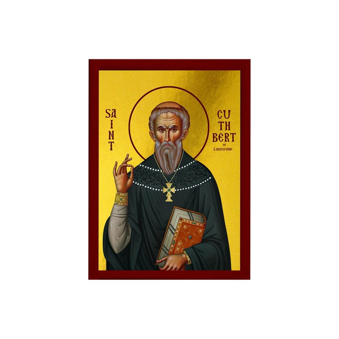 Saint Cuthbert of Lindisfarne Catholic Icon, Handmade Christian Wall ...