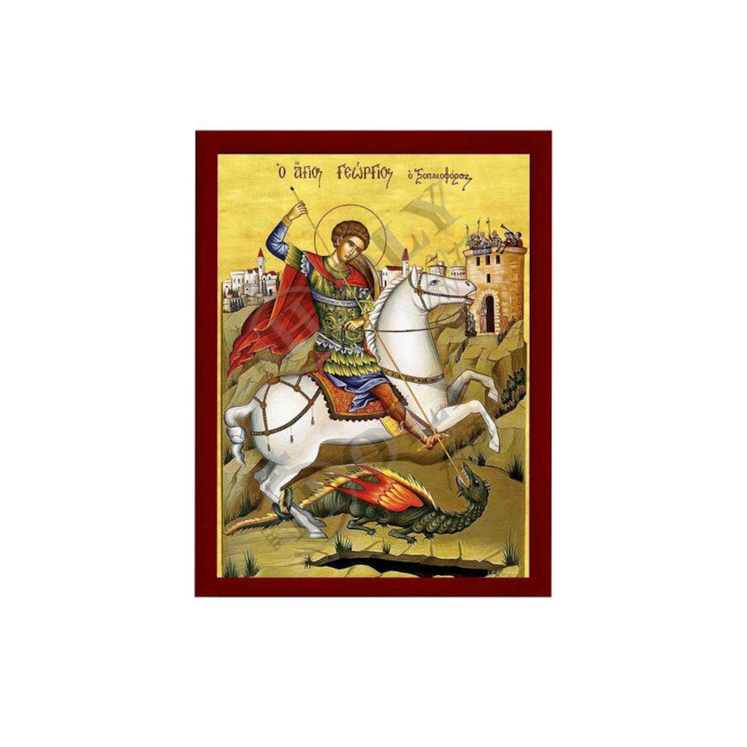 Saint George Icon, Handmade Greek Orthodox Icon of St George, Byzantine ...