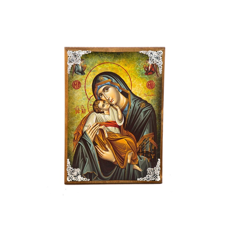 Virgin Mary Glykophilousa Orthodox Icon, Handmade Christian Wall Art on ...
