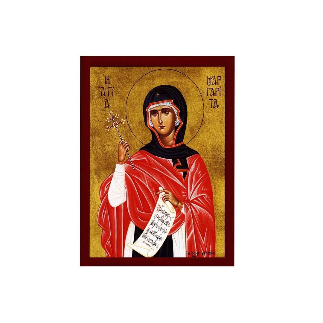 Saint Margaret Icon, Handmade Greek Orthodox Icon of St Margaret of