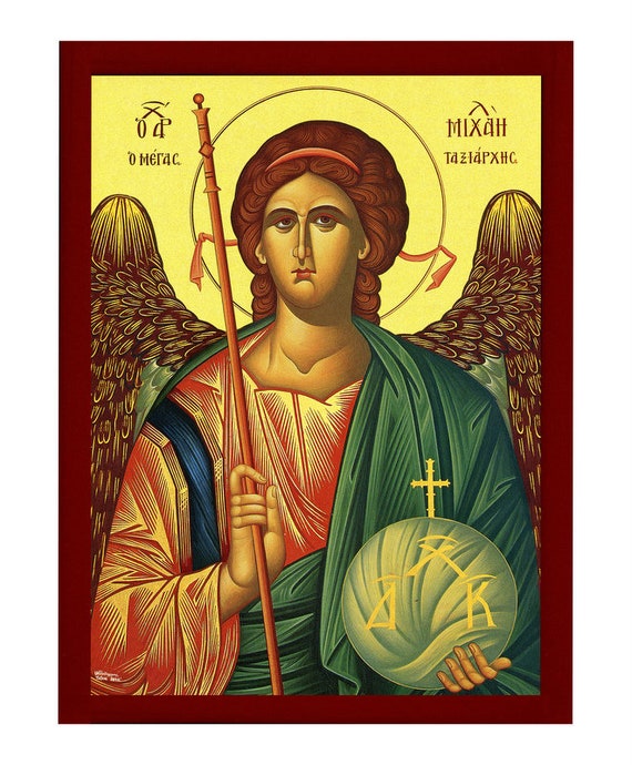 Archangel Michael Icon, Handmade Greek Orthodox Icon of St Michael