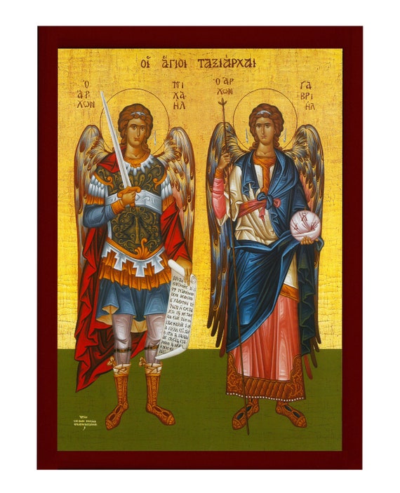 Archangel Michael & Archangel Gabriel Icon, Byzantine Art Wall