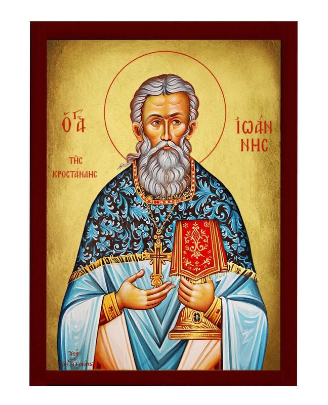 Saint John of Kronstadt Orthodox Icon, Handmade Christian Wall Art on ...
