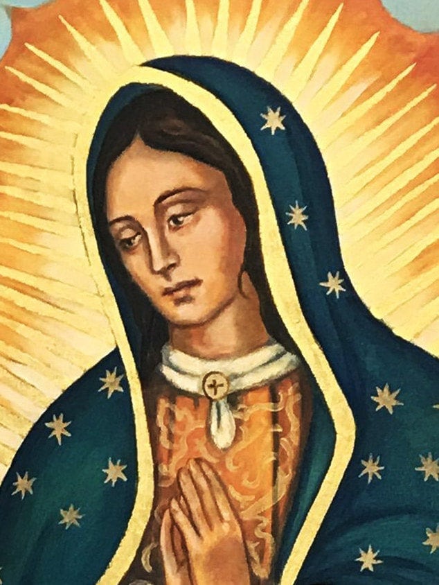 Our Lady of Guadalupe Icon, Handmade Catholic Icon of Virgin Mary