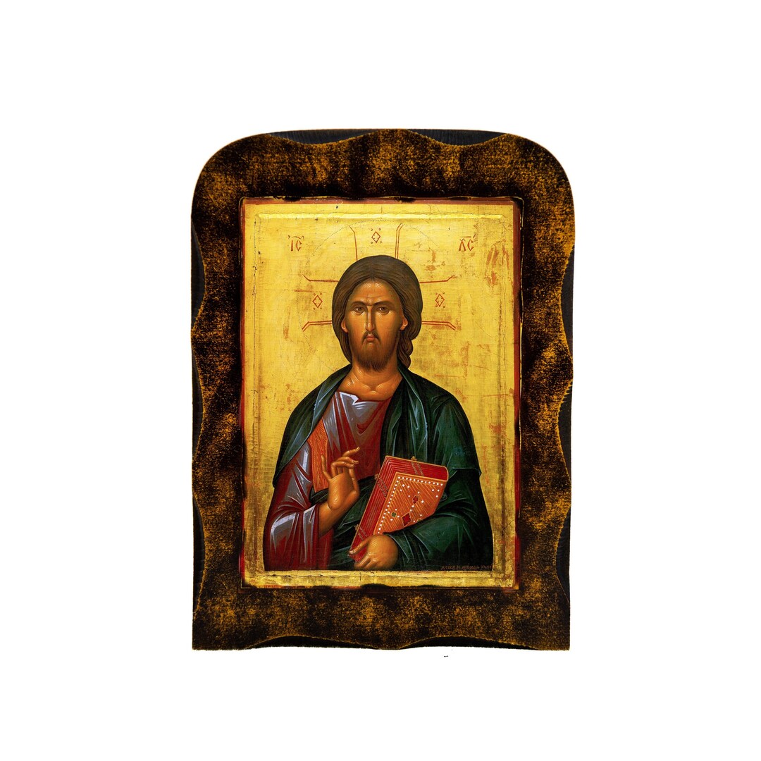 Jesus Christ Icon, Handmade Greek Orthodox Icon of Our Lord, Byzantine ...