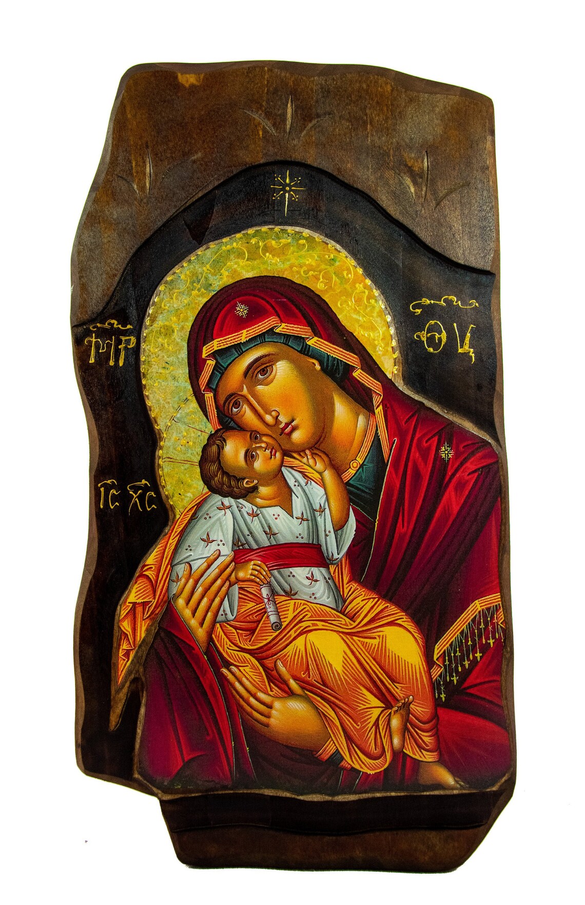 Virgin Mary Icon Panagia Glykophilousa Handmade Greek | Etsy