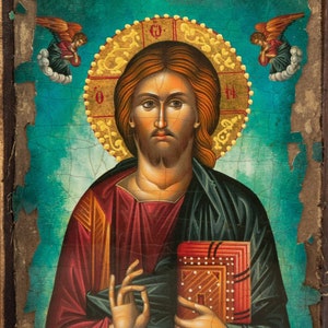 Jesus Christ Icon Pantocrator Handmade Greek Orthodox Icon of - Etsy
