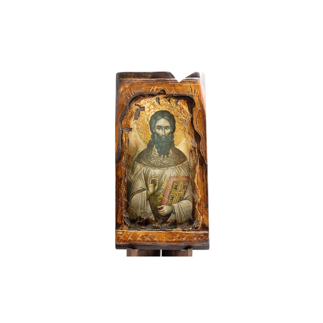Saint Raphael Icon, Handmade Greek Orthodox Icon of St Raphael
