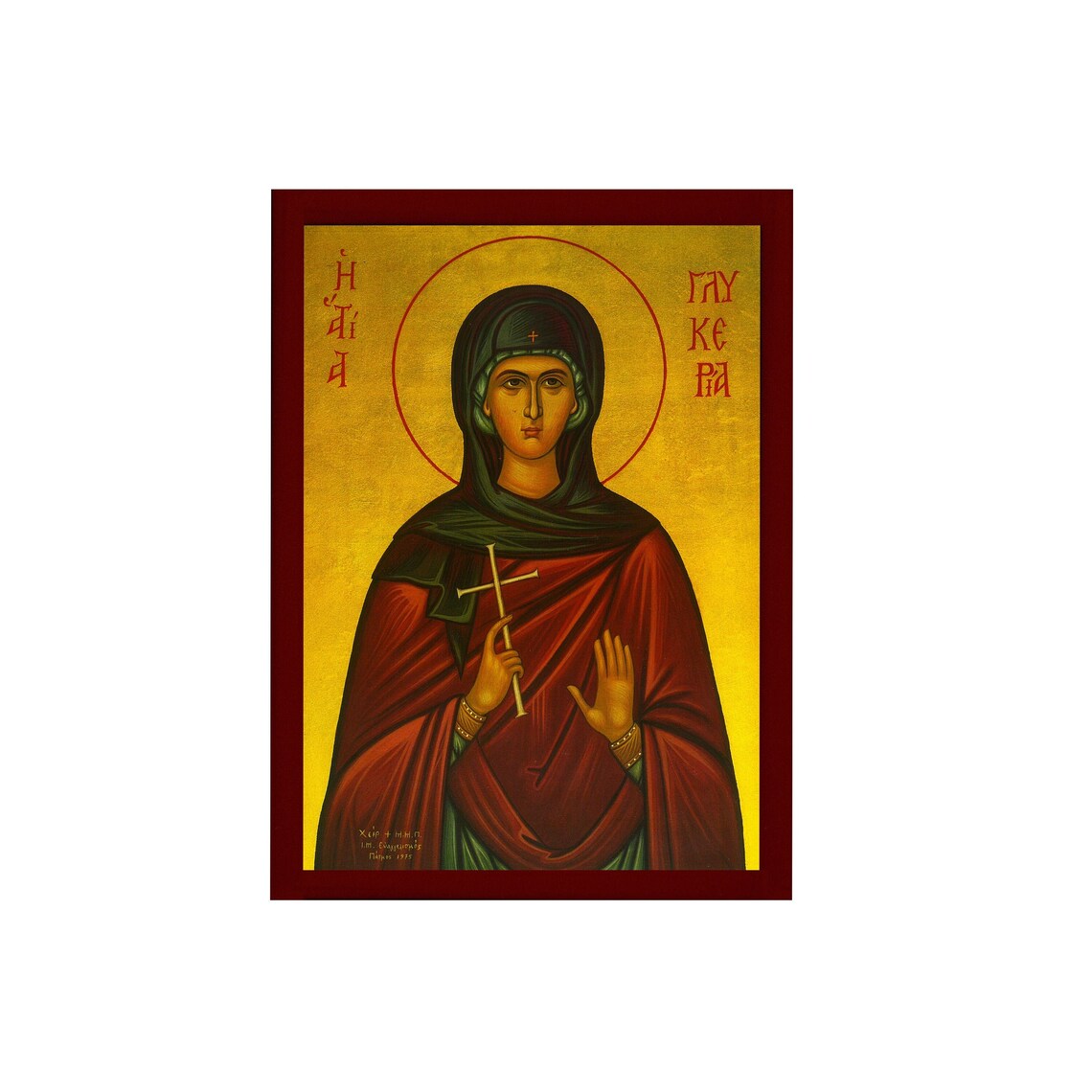 Saint Glykeria Orthodox Icon, Handmade Christian Wall Art on Wood ...