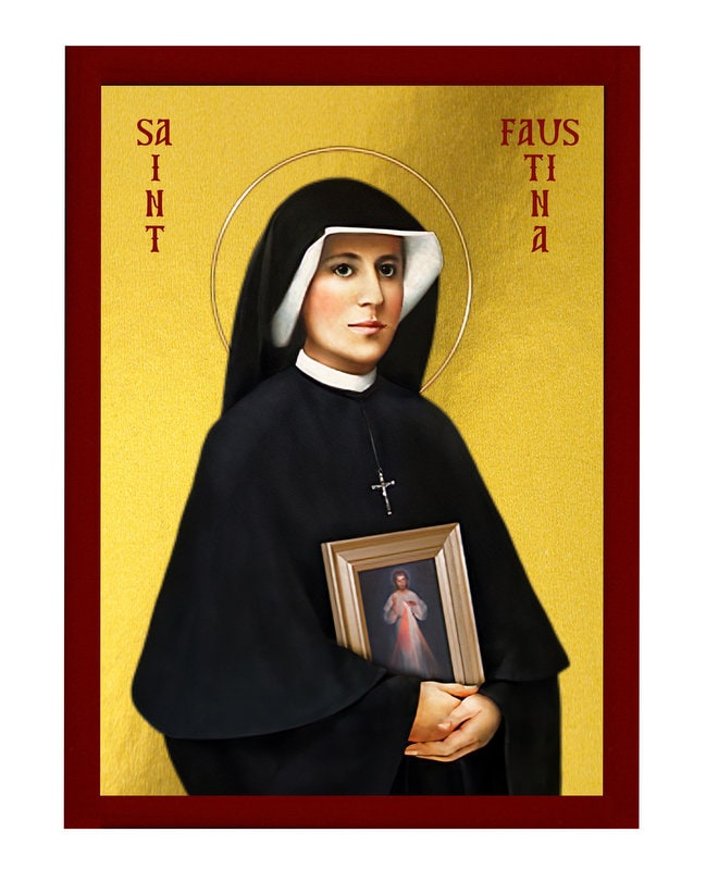 Saint Faustina Icon Handmade Greek Orthodox Icon of St Etsy
