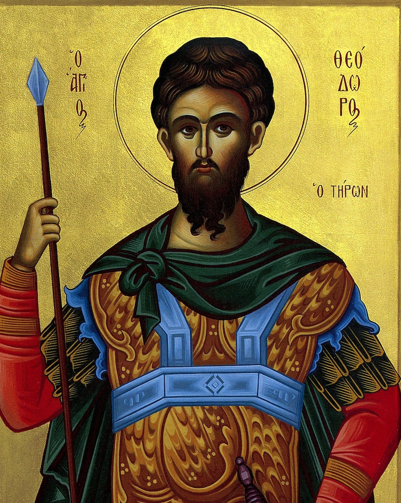 Saint Theodore icon Handmade Greek Orthodox icon St Theodore Etsy