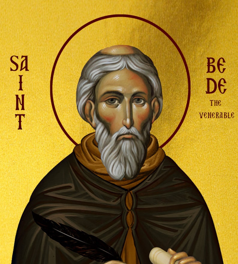 Saint Bede Icon, Handmade Greek Catholic Icon of St Bede of Wearmouth ...