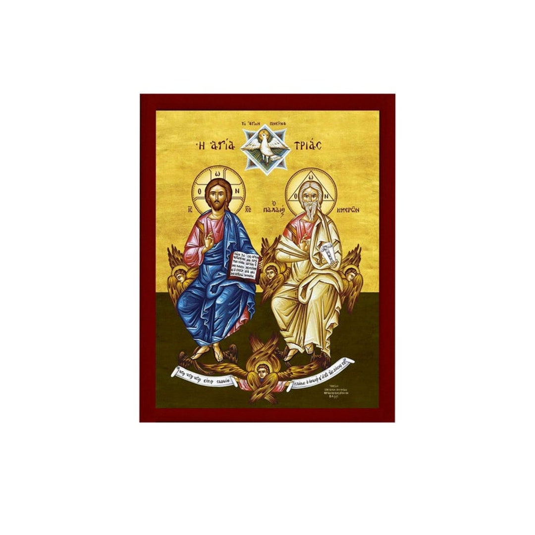 The Holy Trinity Icon, Jesus Christ Handmade Greek Orthodox Icon ...