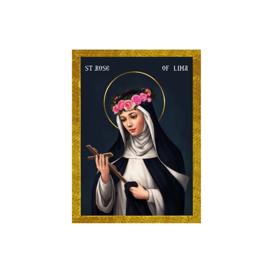 Saint Rose of Lima Icon, Handmade Greek Catholic Orthodox Icon of St ...