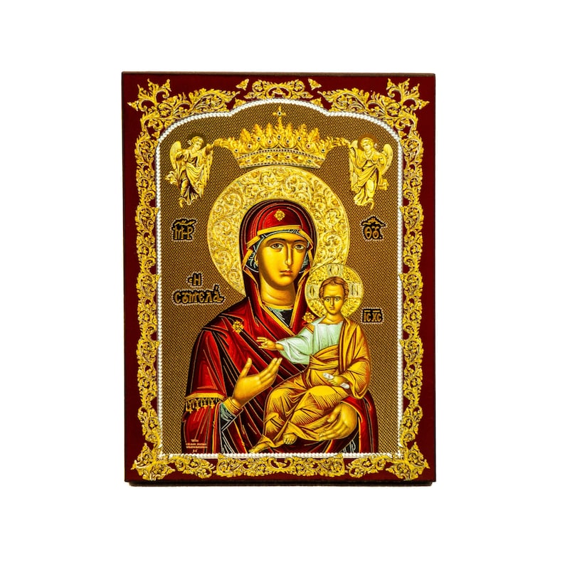 Virgin Mary Icon Panagia Soumela, Handmade Greek Orthodox Icon, Mother ...