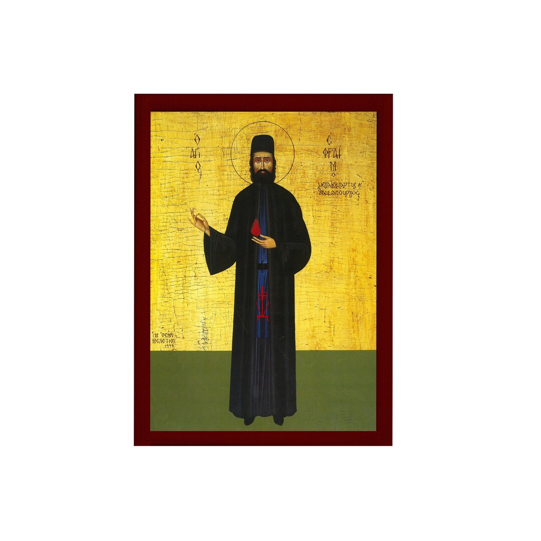 Saint Ephraim Icon Handmade Greek Orthodox Icon of St Ephraim Etsy