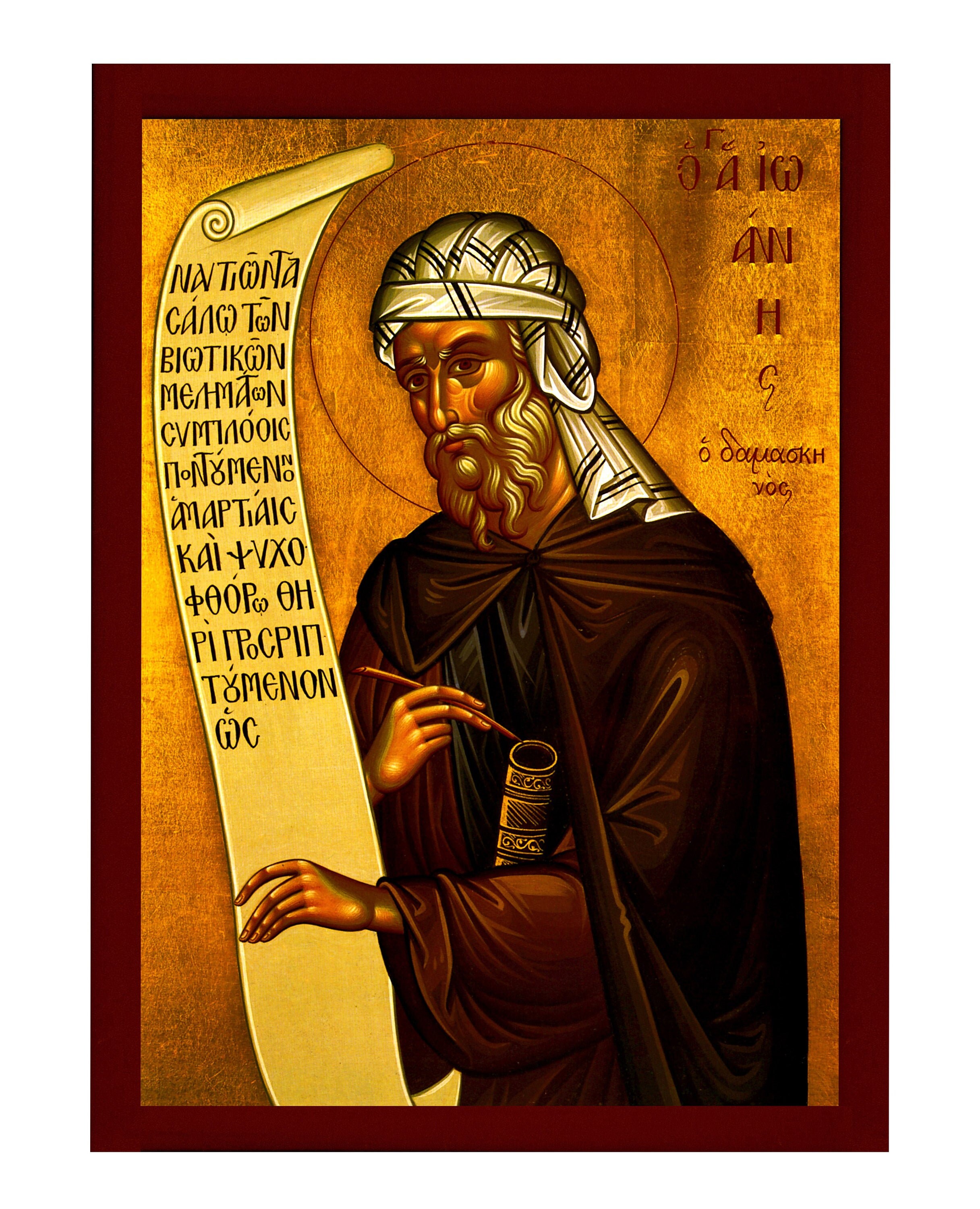 Saint John of Damascus Orthodox Icon, Handmade Christian Wall Art on ...