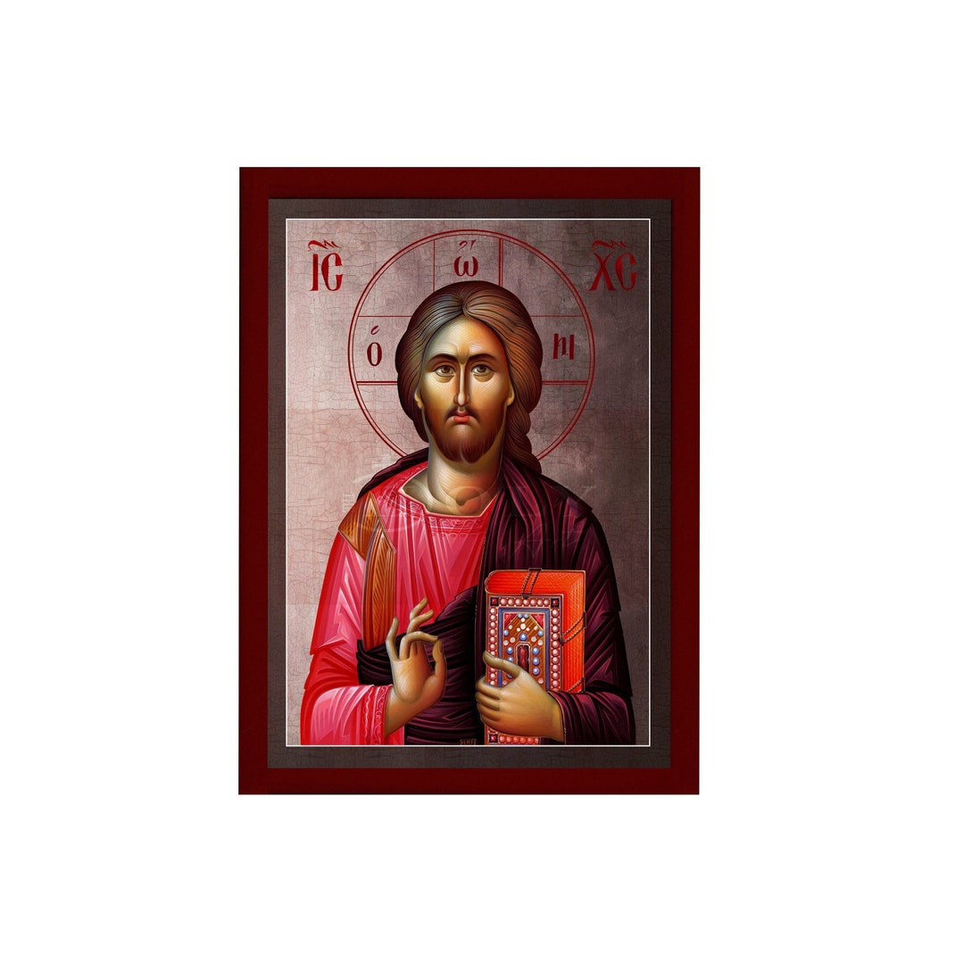 Jesus Christ Icon, Handmade Greek Orthodox Icon of Our Lord, Byzantine ...
