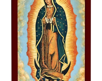 Our Lady of Guadalupe icon, Handmade Catholic Icon of Virgin Mary de  Guadalupe, Mother of God, Theotokos wall hanging wood plaque