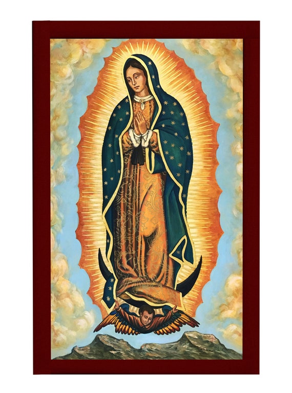 Our Lady of Guadalupe Icon, Handmade Catholic Icon of Virgin Mary