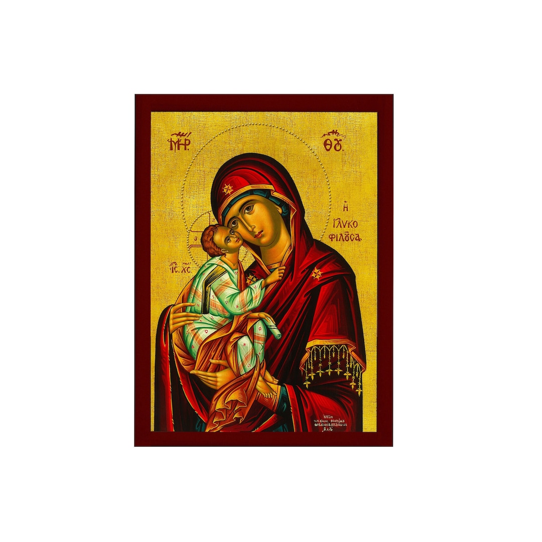 Virgin Mary Glykophilousa Orthodox Icon, Handmade Christian Wall Art on ...