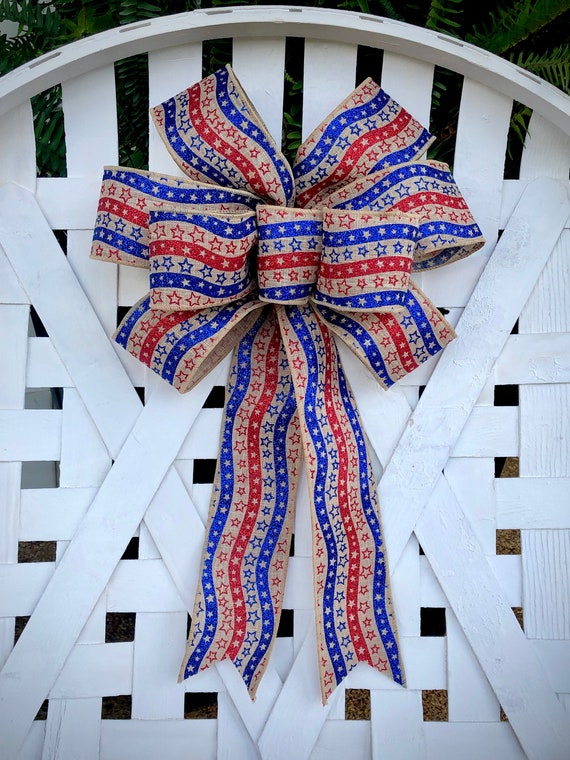 Bow for Wreath Fourth of July Bows Outdoor Bows Patriotic Wreath Lantern Bow Mailbox Bow Spring Wreath Wreaths Decorative Bows for home