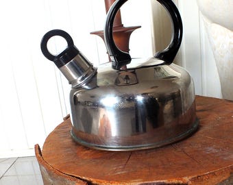 Vintage Flötenkessel Wasserkessel mit Kupferboden 1,5 Liter