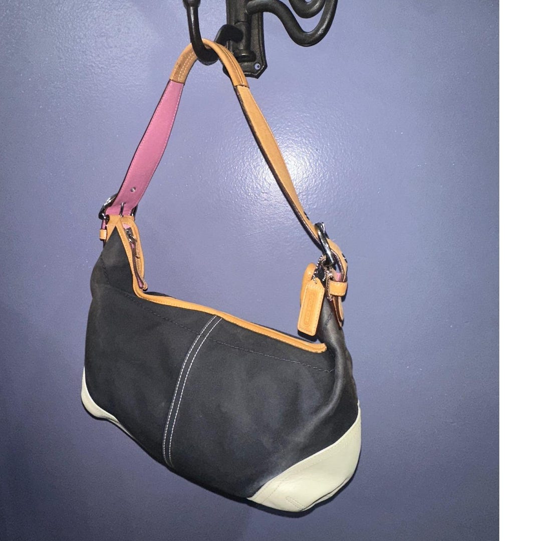 Vintage Coach Ergo Canvas Leather Hobo Bag L2J-9513 Y2K Black