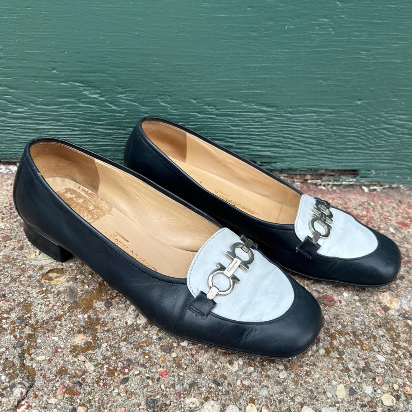 Salvatore Ferragamo “Ponza” black calf slip on‎ penny loafers Ferragamo Loafers Women - Etsy main image 2