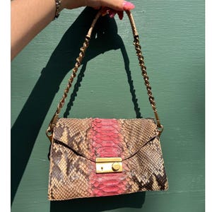 Rare Prada Archive Python Chain Shoulder Bag Push Lock Y2K Italy Authentic