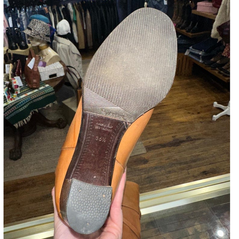 vintage Yves Saint Laurent Bottes hautes en cuir marron clair Italie Équestre Camel 36,5 image 5