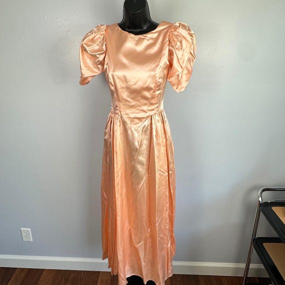 peach satin prom dress Elarow Peach Pink 3D Flower Beading Corset Satin Prom Dress