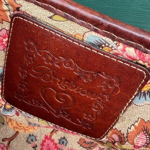 Brighton Straw Tote Bag Leather Trim Woven Heart Floral Lining Tan Brown Vintage image 5