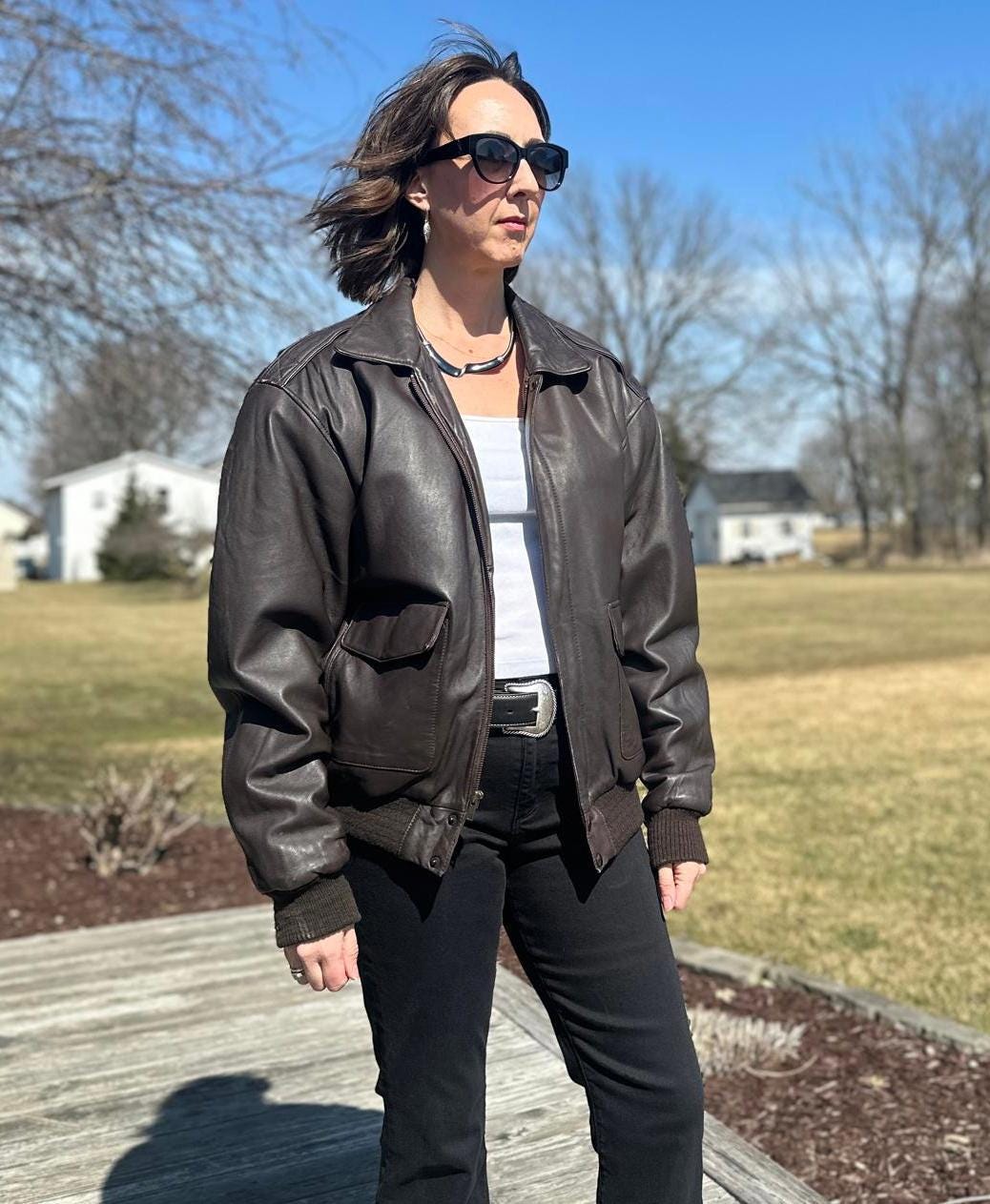 Eddie Bauer Leather Bomber Jacket - Etsy