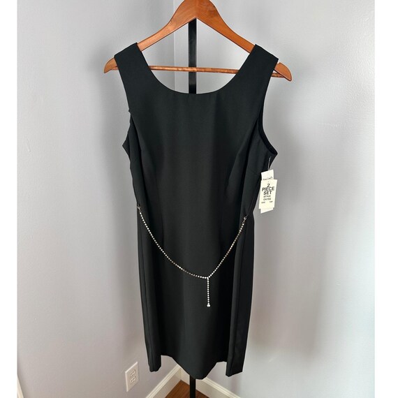S.L. Fashion Vintage Black Sheath Dress Sleeveless Rhinestone Belt Cocktail  L XL - Etsy