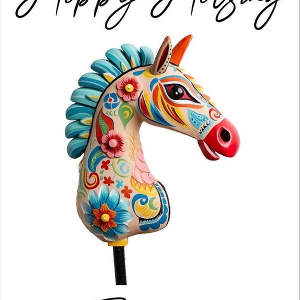 Charming Hobby Horse with a Happy Demeanor - Premium Poster auf mattem Papier