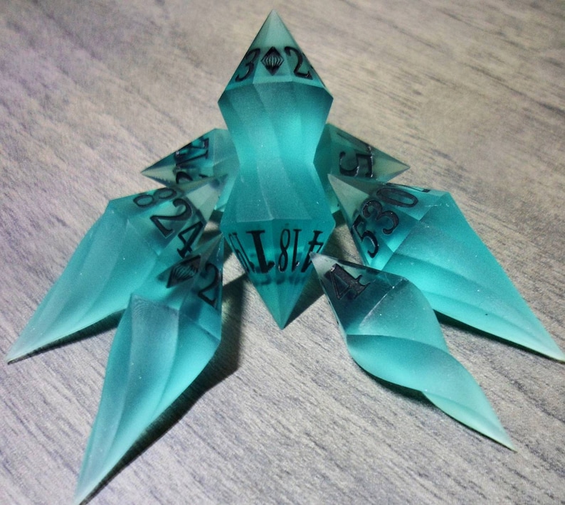 Aqua Blue 7pc Spiral Dice Set