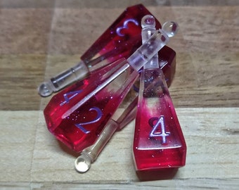 Potion Dice D4 Two Tone Red & Clear with hologpraphic sparkles Handmade