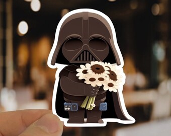 Darth Vadar, Darth Vadar Sticker, Cute Darth Vadar Sticker, Star Wars Sticker, Disney Sticker, Flowers, Nature, Plants