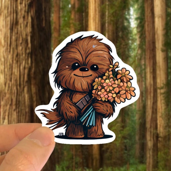 Cute, Chewbacca, Flowers, Sticker, Stickers, Star Wars, Wookie,