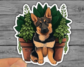 German Shepherd Puppy, Dogs, Plants, Cute, German shepherd Sticker