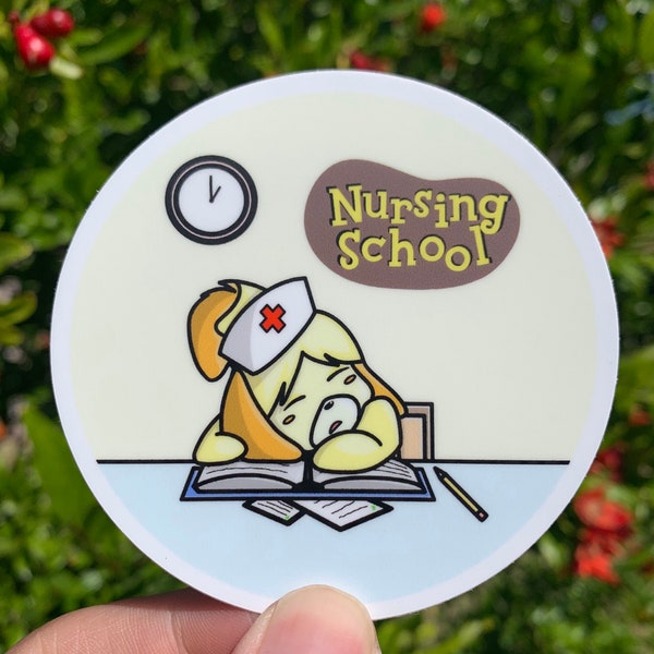 Animal Crossing Isabelle Sticker, Nursing Student Sticker, Nursing Sticker, Animal Crossing Sticker, Nurse Sticker, Studying Sticker