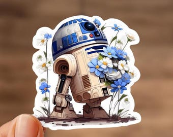 R2D2 with Flowers, R2D2 Sticker, R2D2, Star Wars Sticker, Flowers Sticker, Flowers