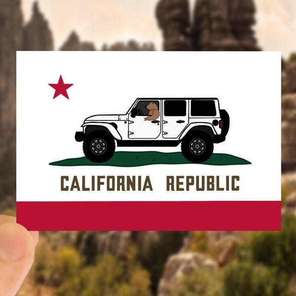 Jeep Sticker, Jeep Stickers, California Jeep Sticker, California Sticker, White Jeep Sticker, Wrangler Sticker, Rubicon Sticker