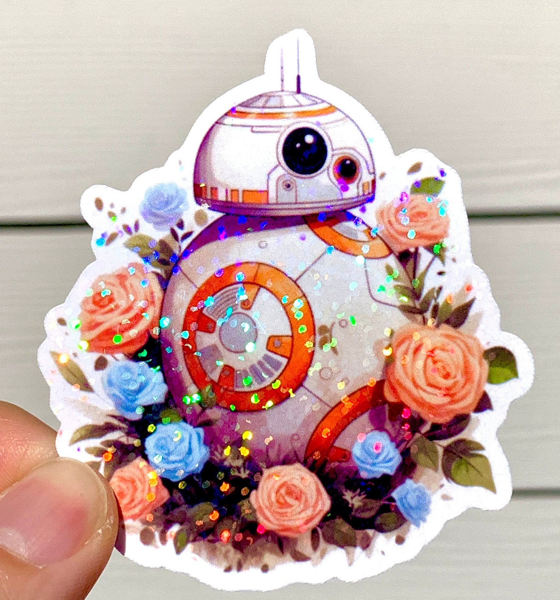 BB-8, BB-8 Sticker With Flowers, Star Wars, Star Wars Sticker, Droid ...
