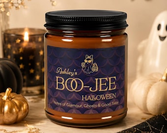 Personalized Halloween Candle, Custom Candle with Name, Ghost Soy Candle, Fall Decor Bougie Gift for Her