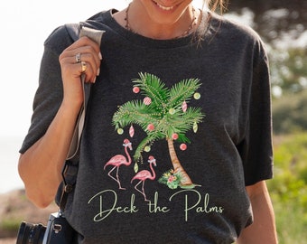 Deck the Palms, Beach Christmas Shirt, Hawaiian Christmas, Coastal Christmas TShirt, Palm Tree Christmas T-Shirt, Hawaii Xmas Gift