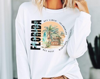 Chemise à manches longues Florida Keys Chemise Key West Tshirt Islamorada T-shirt de plage de la Floride Key West cadeau T-shirt de la Floride Marathon FL Keys